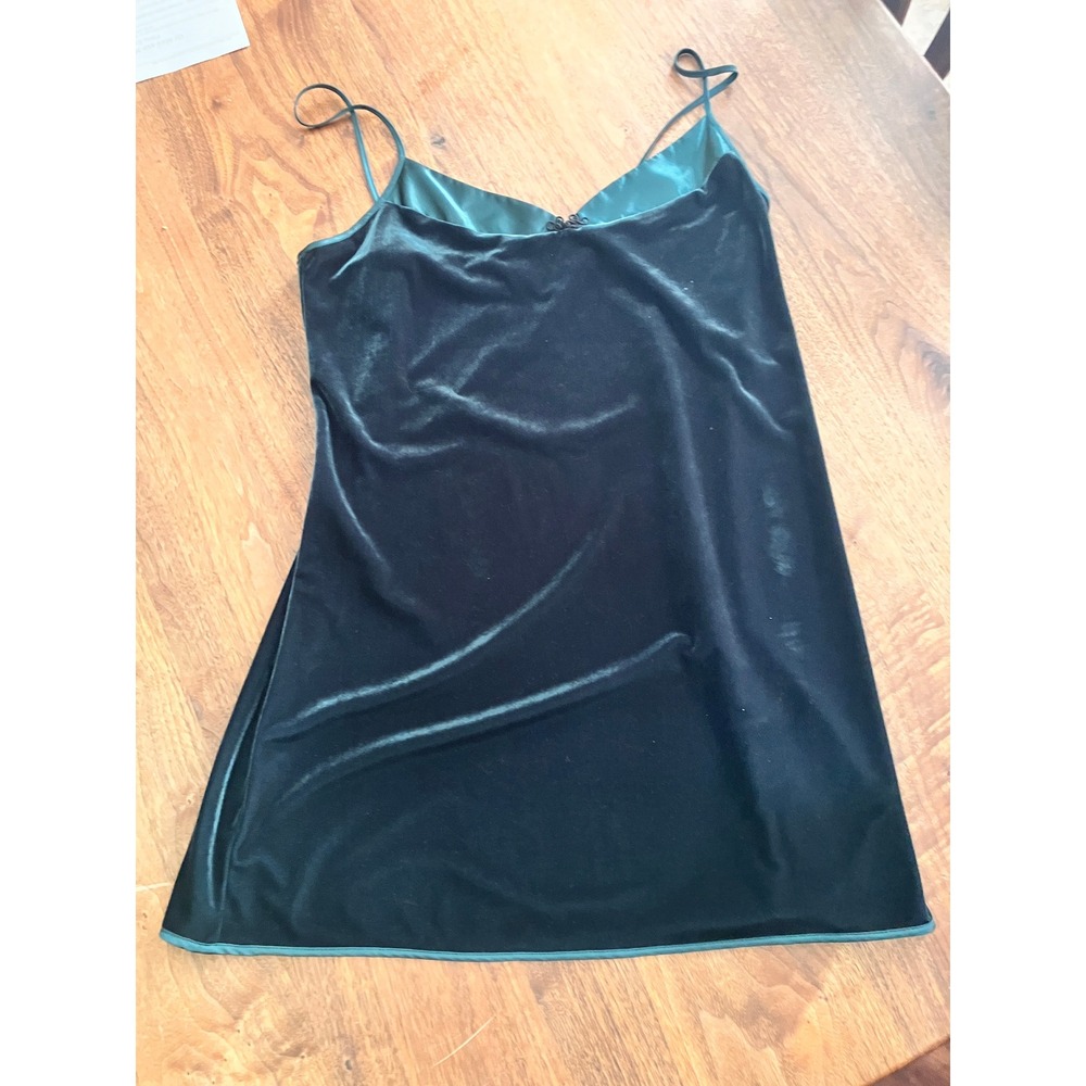 California Dynasty Green Velvet Satin Trim Chemise Nightgown L‎ 96089J Mens